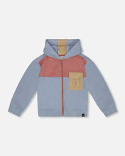 Load image into Gallery viewer, Celestial Blue Color Block French Terry Hoodie
