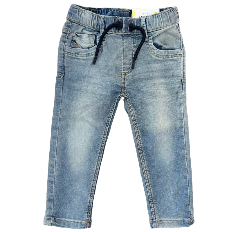 Drawstring Waist Light Wash Denim