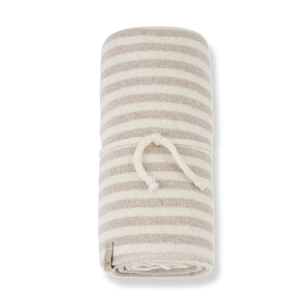 JEANINE Beige Stripe Cozy Blanket