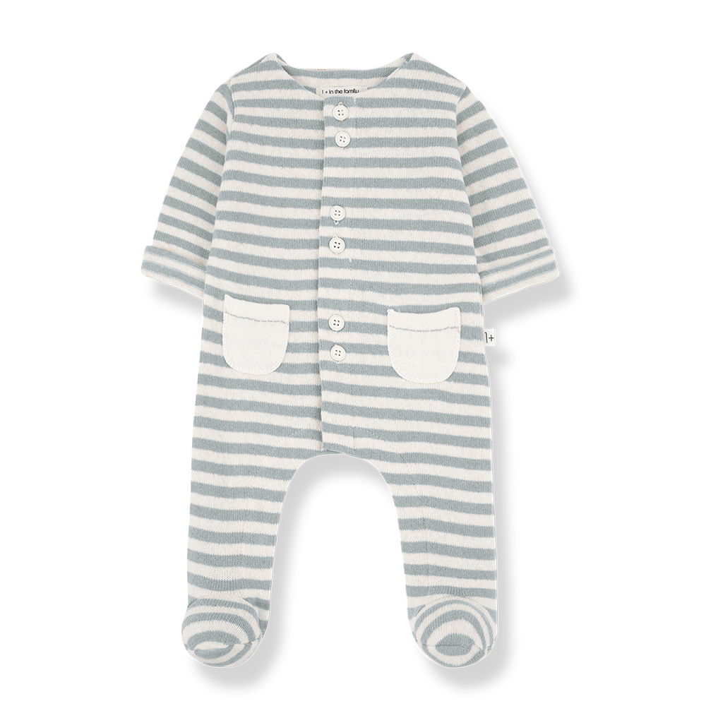 MILO Dusty Blue Stripe Cozy Footie