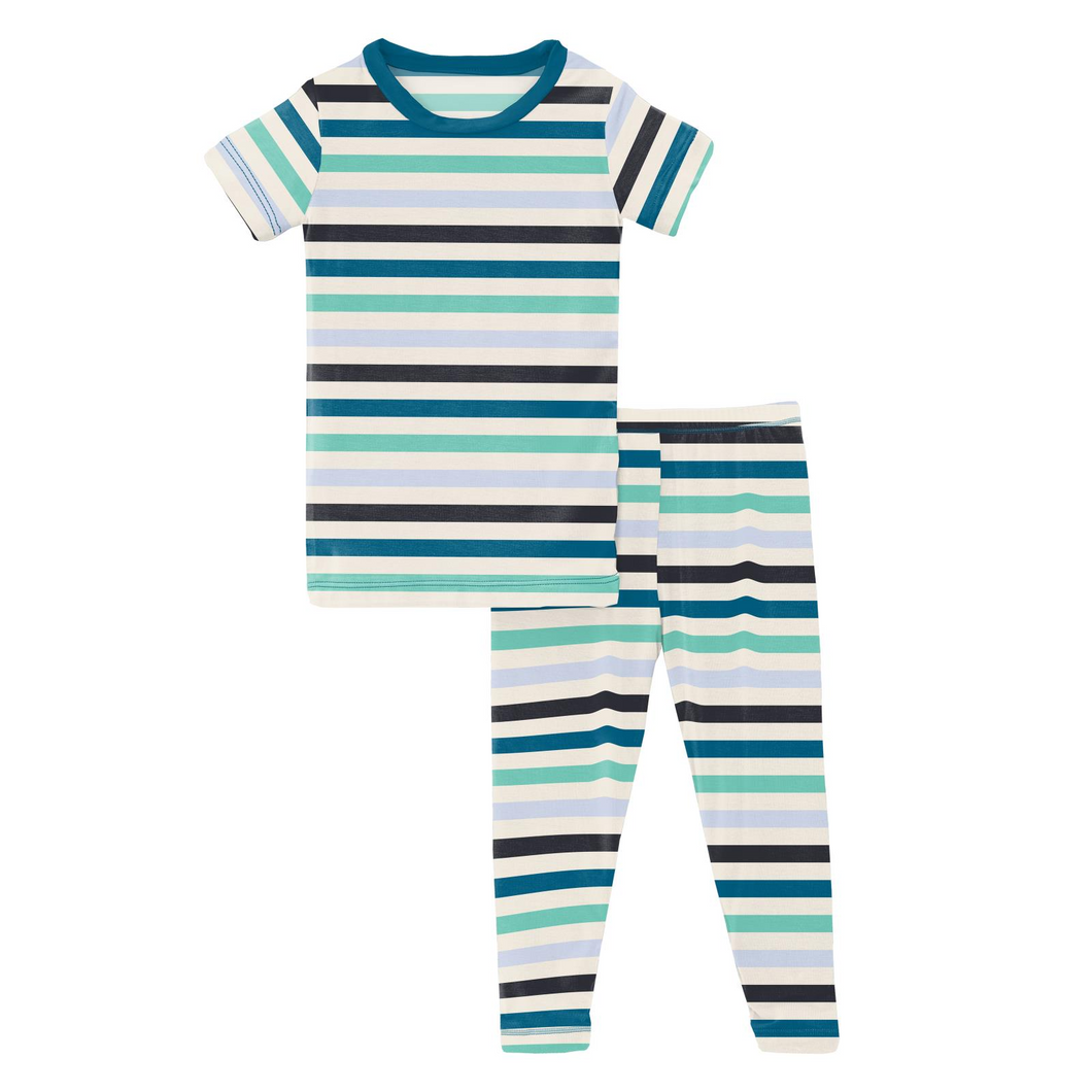 Blue Stripe Short Sleeve Pajama Set