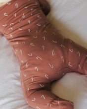 Load image into Gallery viewer, Candy Canes Bamboo Zip Footie
