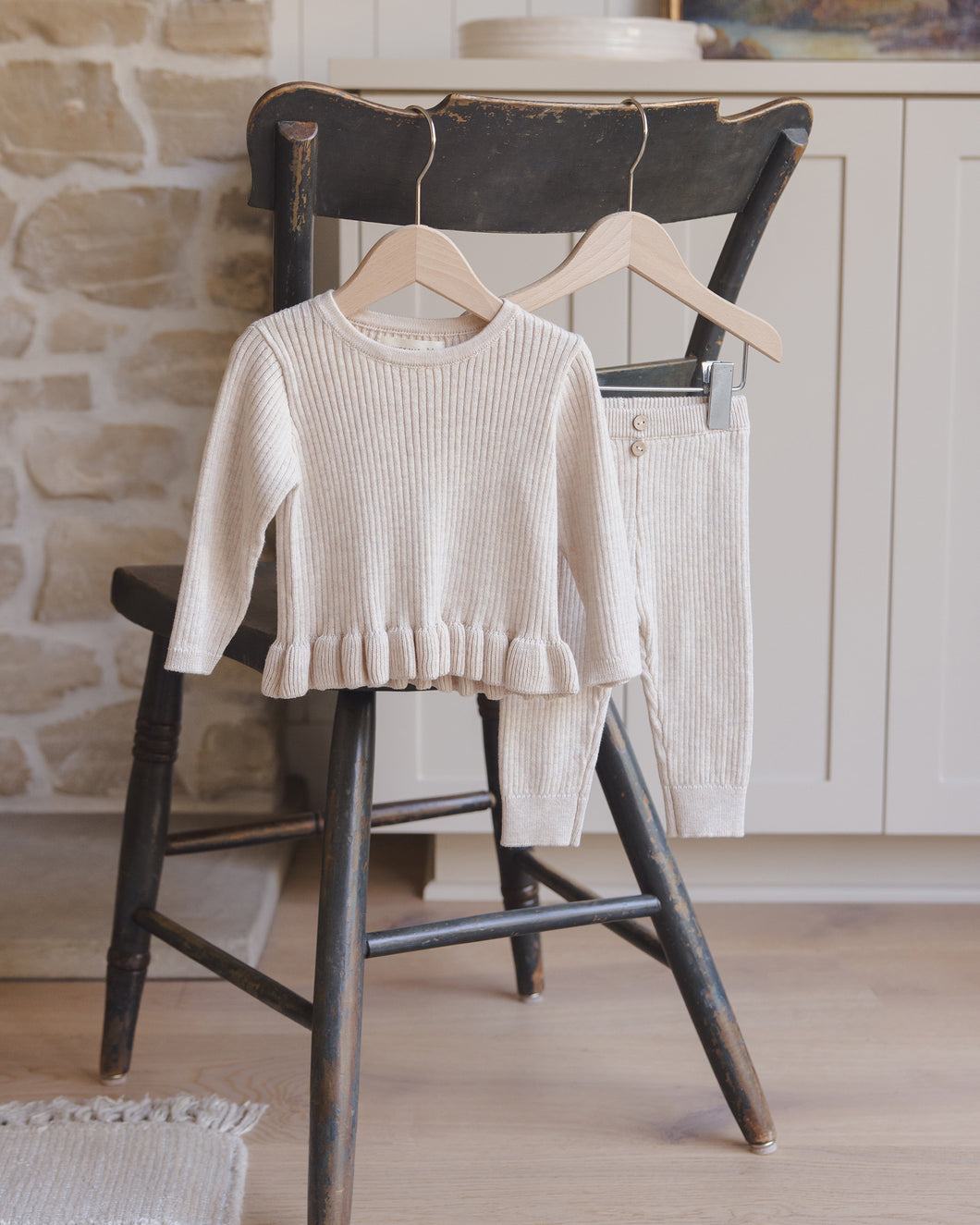 Heathered Oatmeal Rib Knit Set