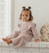 Load image into Gallery viewer, Mulberry Stripe Ruffle Cozy Set
