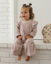 Load image into Gallery viewer, Mulberry Stripe Ruffle Cozy Set
