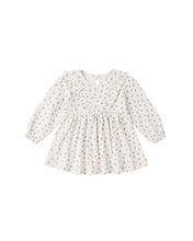 Load image into Gallery viewer, Blue Ditsy Long Sleeve Ruffle V Dress
