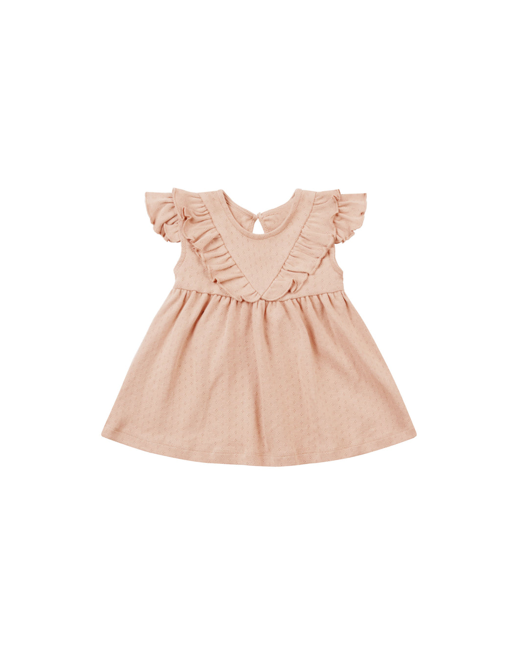 Melon Sleeveless Ruffle V Dress
