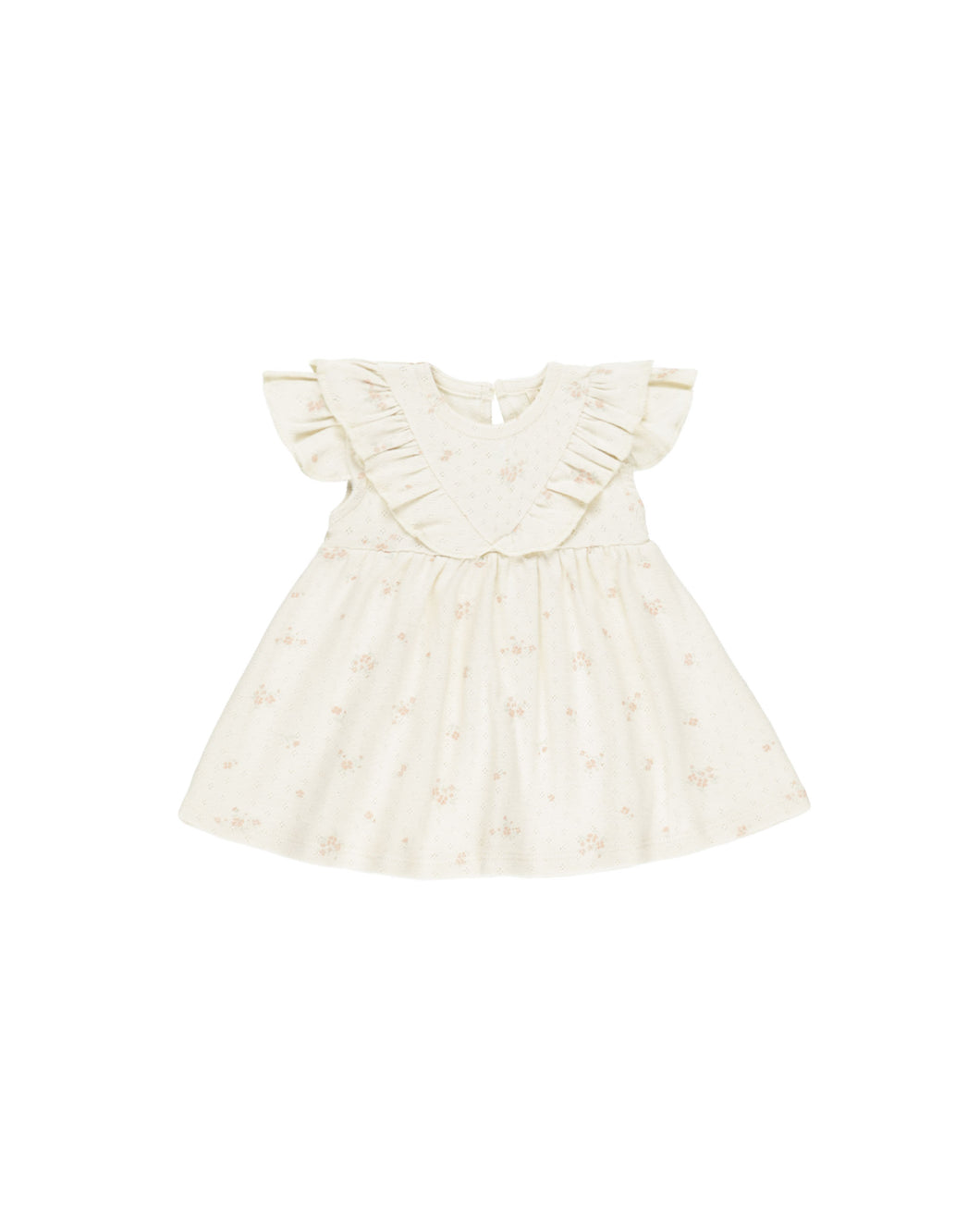Pink Ditsy Sleeveless Ruffle V Dress
