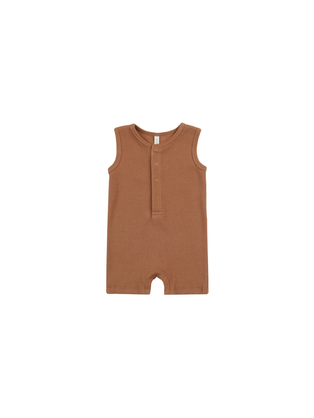 Clay Ribbed Henley Romper