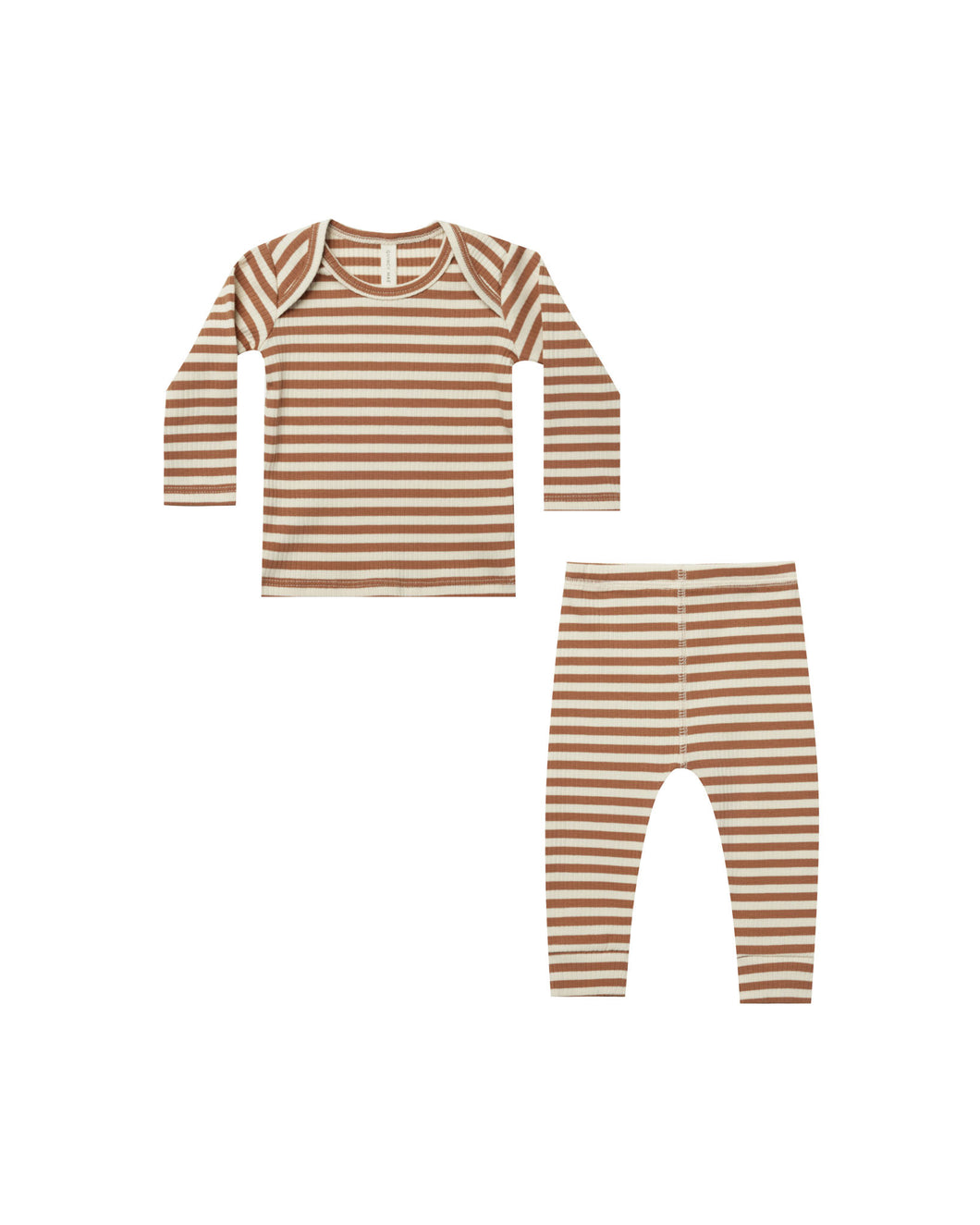 Cinnamon Stripe Ribbed Top + Pant Set