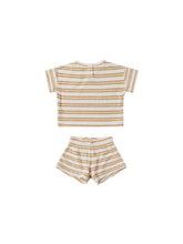Load image into Gallery viewer, Honey Stripe Terry Tee + Shorts Set
