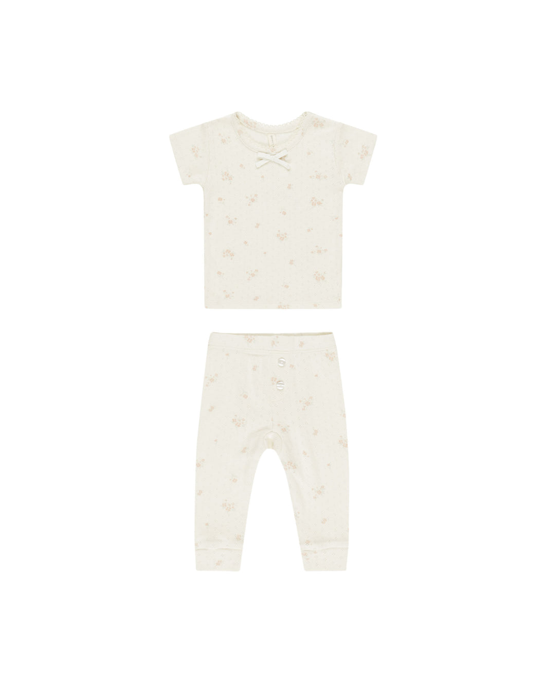Pink Ditsy Pointelle Tee + Legging Set