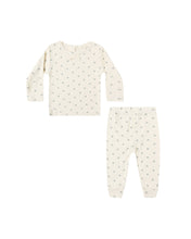 Load image into Gallery viewer, Blue Ditsy Pointelle Top &amp; Legging Set
