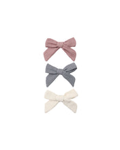 Load image into Gallery viewer, Clip Bow 3pk - Mulberry, Slate, Natural
