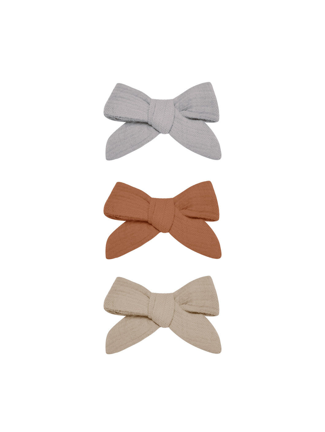 3pc Clips Bows  - Periwinkle, Clay, & Oat