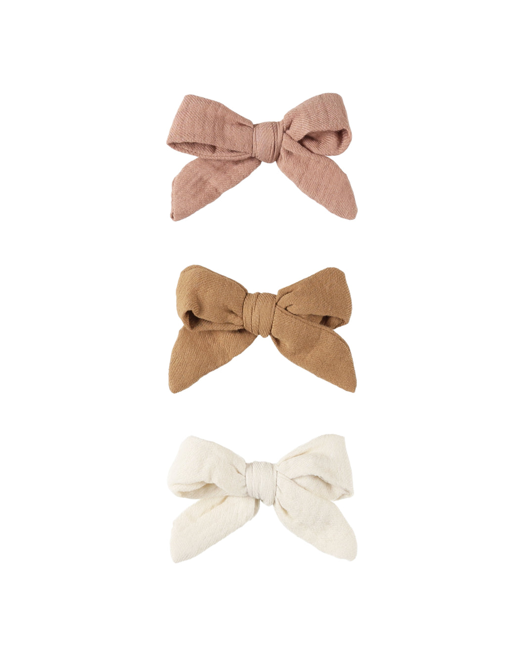 3pk Clip Bow - Rose, Golden, Natural