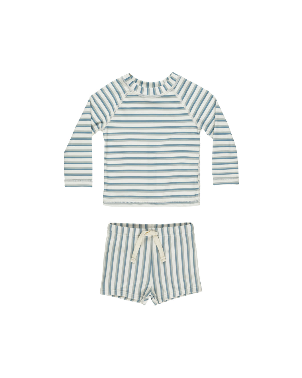 Seafoam Stripe Rashguard Swimsuit Set