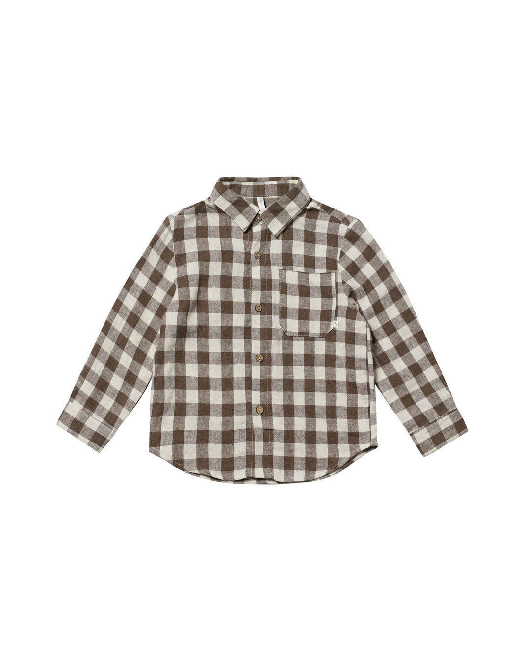 Mocha Check Collared Long Sleeve