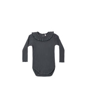 Load image into Gallery viewer, Midnight Ruffle Collar Long Sleeve Bodysuit
