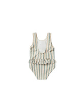 Load image into Gallery viewer, Aqua Stripe Skirted One-Piece Swimsuit
