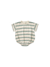 Load image into Gallery viewer, Aqua Stripe Relaxed Bubble Romper

