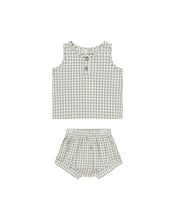 Load image into Gallery viewer, Eucalyptus Gingham Baby Tank Set
