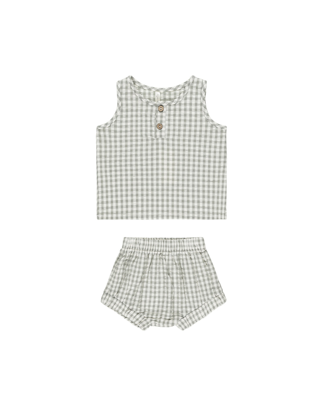 Eucalyptus Gingham Baby Tank Set