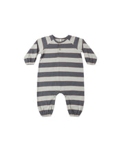 Load image into Gallery viewer, Sage/Midnight Stripe Henley Jumpsuit
