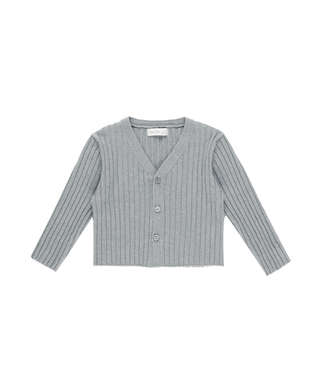 Dusty Blue Long Sleeve Knit Button Top