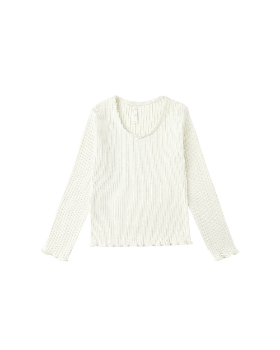 Ivory Ribbed Long Sleeve Top