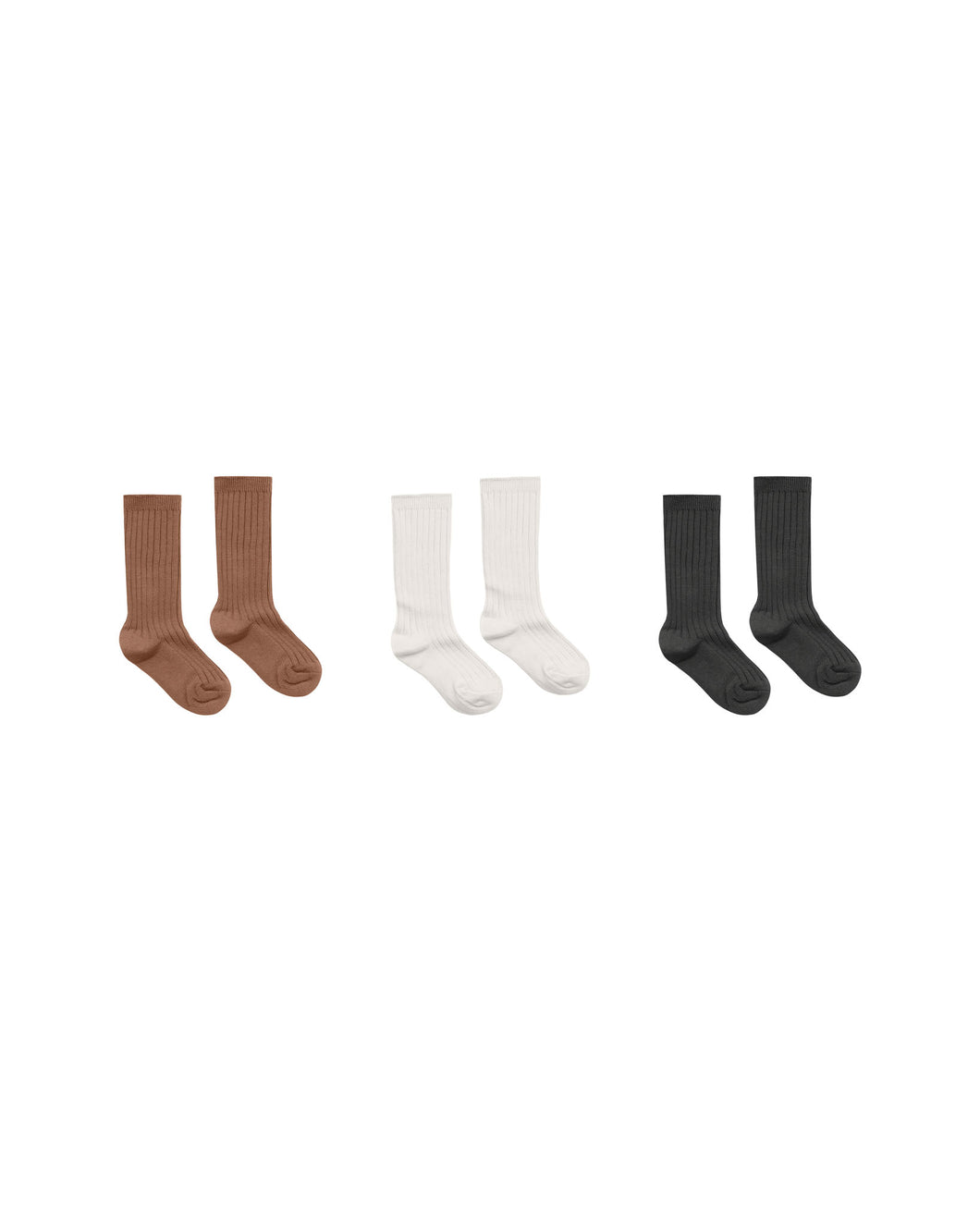 Ribbed Socks - Cedar/Ivory/Black