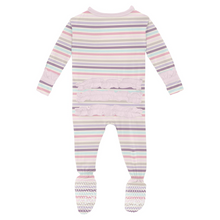 Load image into Gallery viewer, Ice Cream Stripe Ruffle Zip Footie
