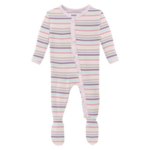 Load image into Gallery viewer, Ice Cream Stripe Ruffle Zip Footie
