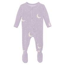 Load image into Gallery viewer, Thistle Starry Sky &amp; Moon Ruffle Zip Footie
