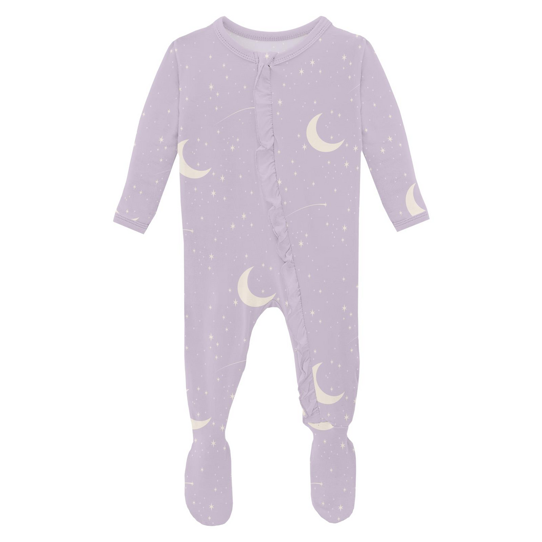 Thistle Starry Sky & Moon Ruffle Zip Footie
