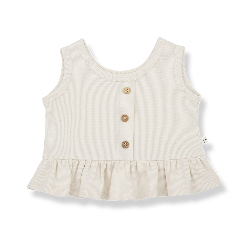 RITA Off-White Peplum Tank