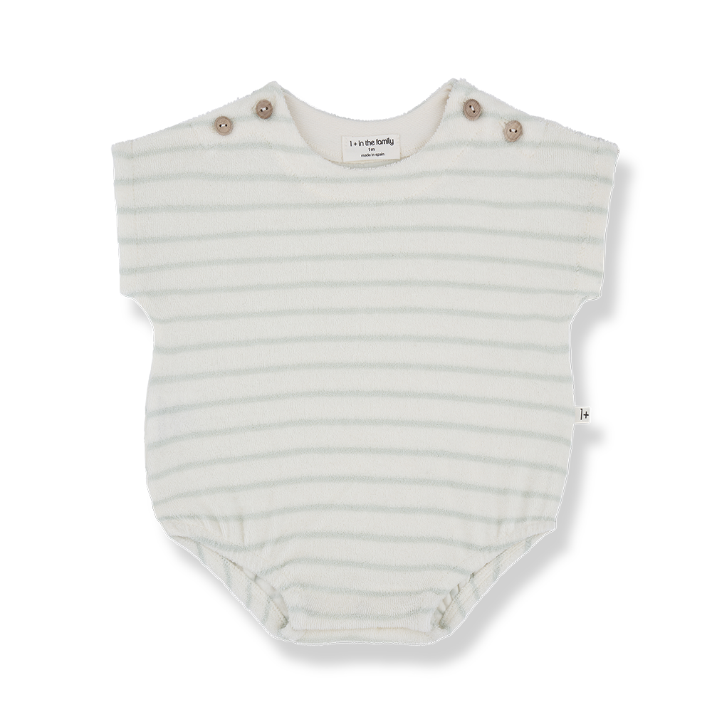ROMULO Pale Mint Stripe Bubble Romper