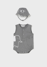 Load image into Gallery viewer, Elephant Bubble Romper &amp; Hat Set
