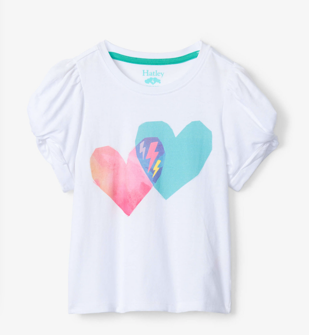 Split Hearts Twisted Sleeve Tee