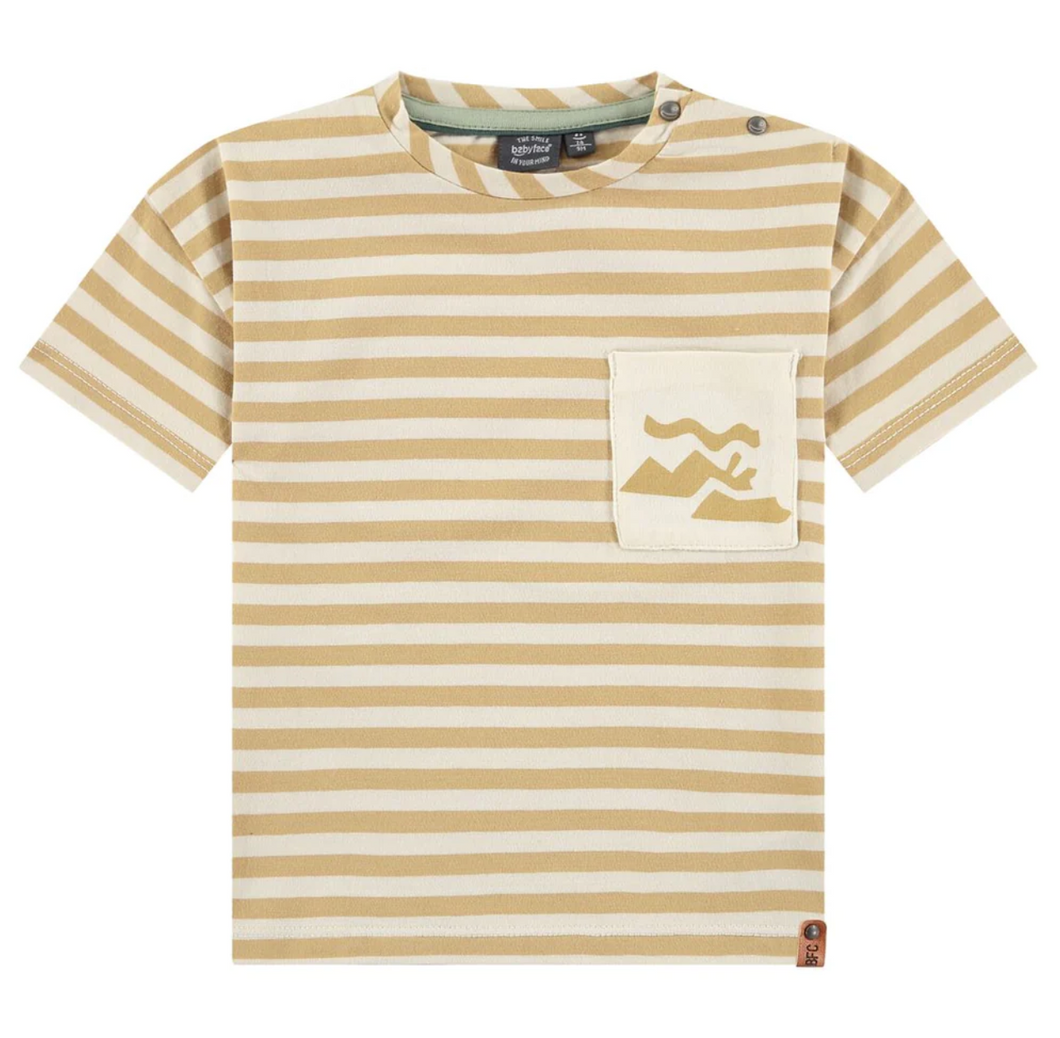 Mustard Stripe Mountain Pocket Tee