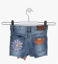 Load image into Gallery viewer, Flower Tie Denim Shorts
