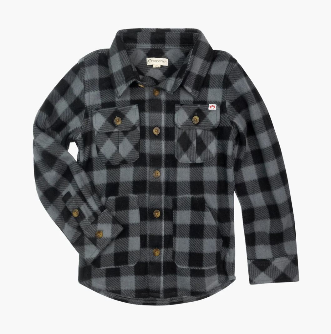 Grey/Black Snow Fleece Button Up