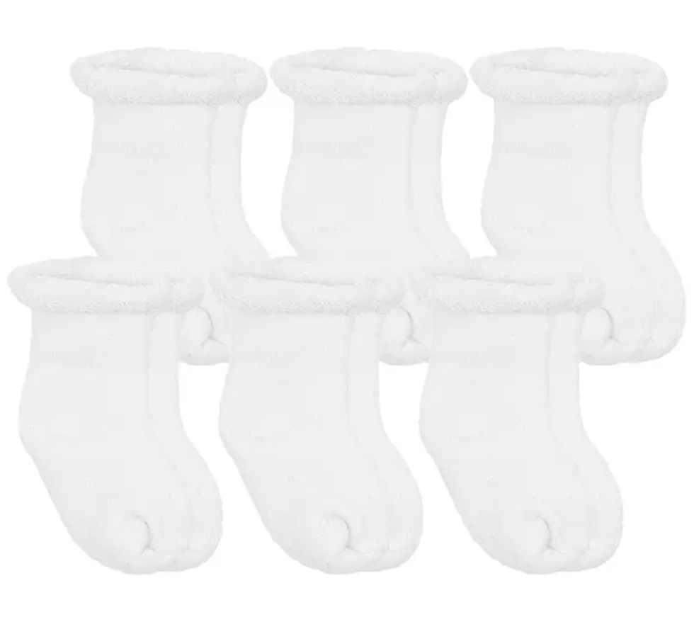 6 Pack Baby Socks - White