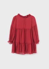 Load image into Gallery viewer, Christmas Red Plumetti Chiffon Dress
