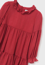 Load image into Gallery viewer, Christmas Red Plumetti Chiffon Dress
