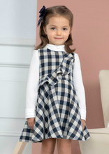 Load image into Gallery viewer, Navy Plaid Pinafore Dress
