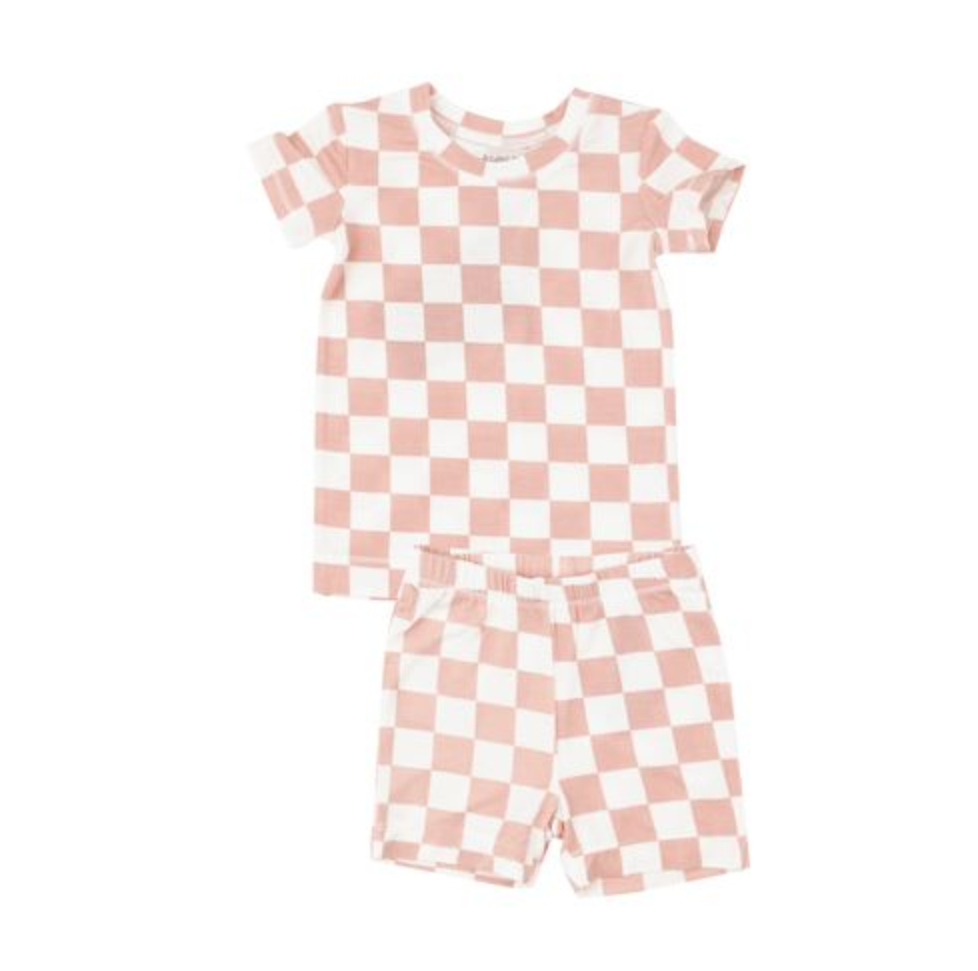 Pink Checkerboard Shortie PJ Set