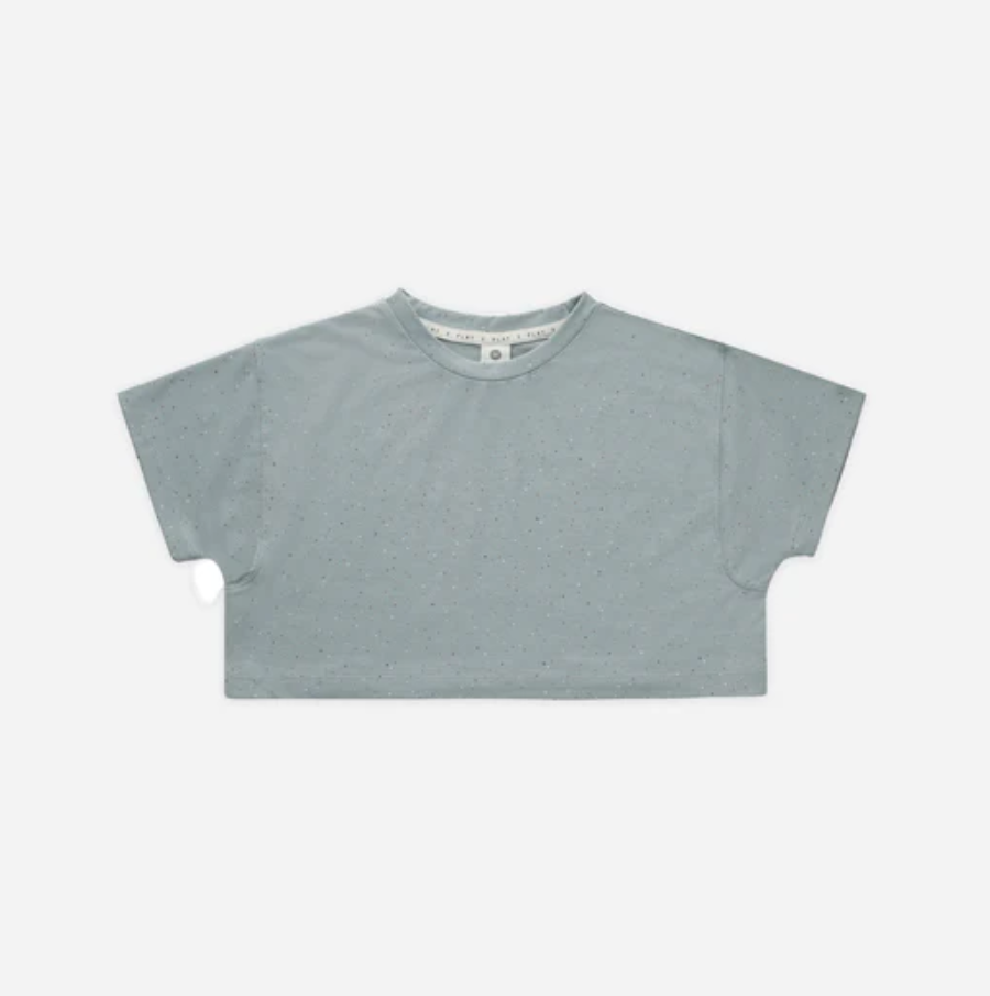 Blue Speckle Tech Crop Tee