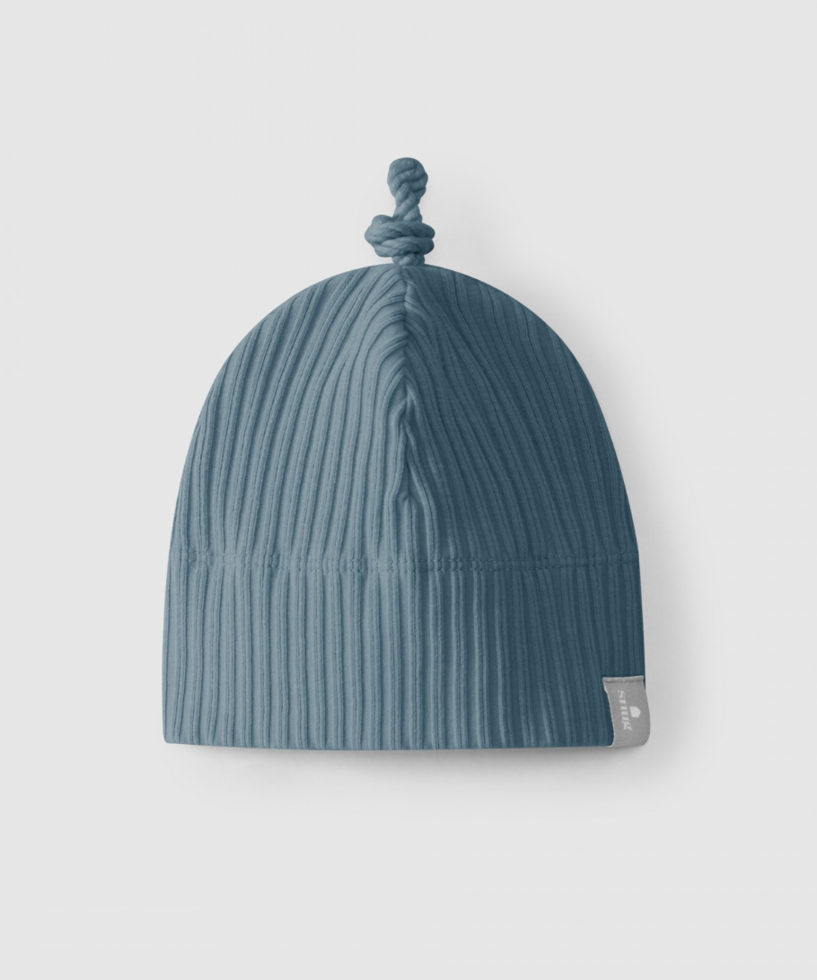 Dusty Blue Ribbed Hat