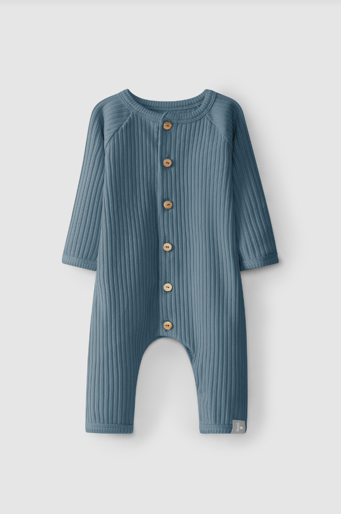 Dusty Blue Ribbed Coverall